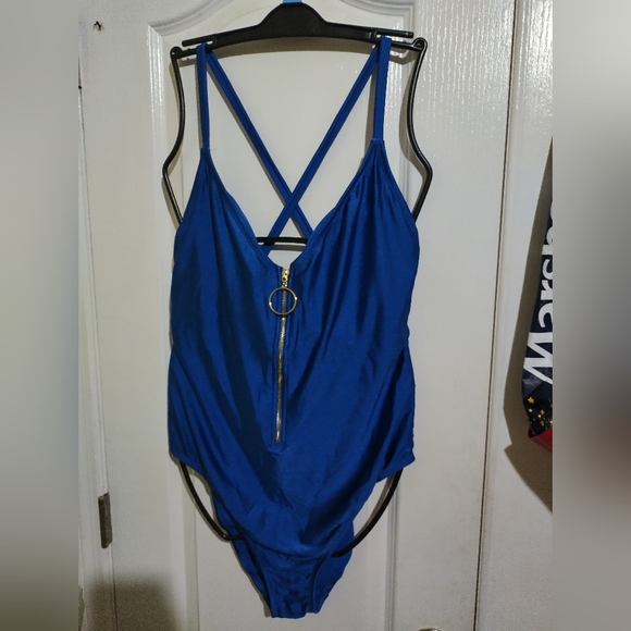 No Boundaries Royal Blue Cheeky High Leg 1 piece size 3x (23-25) bathing suit - Picture 1 of 6
